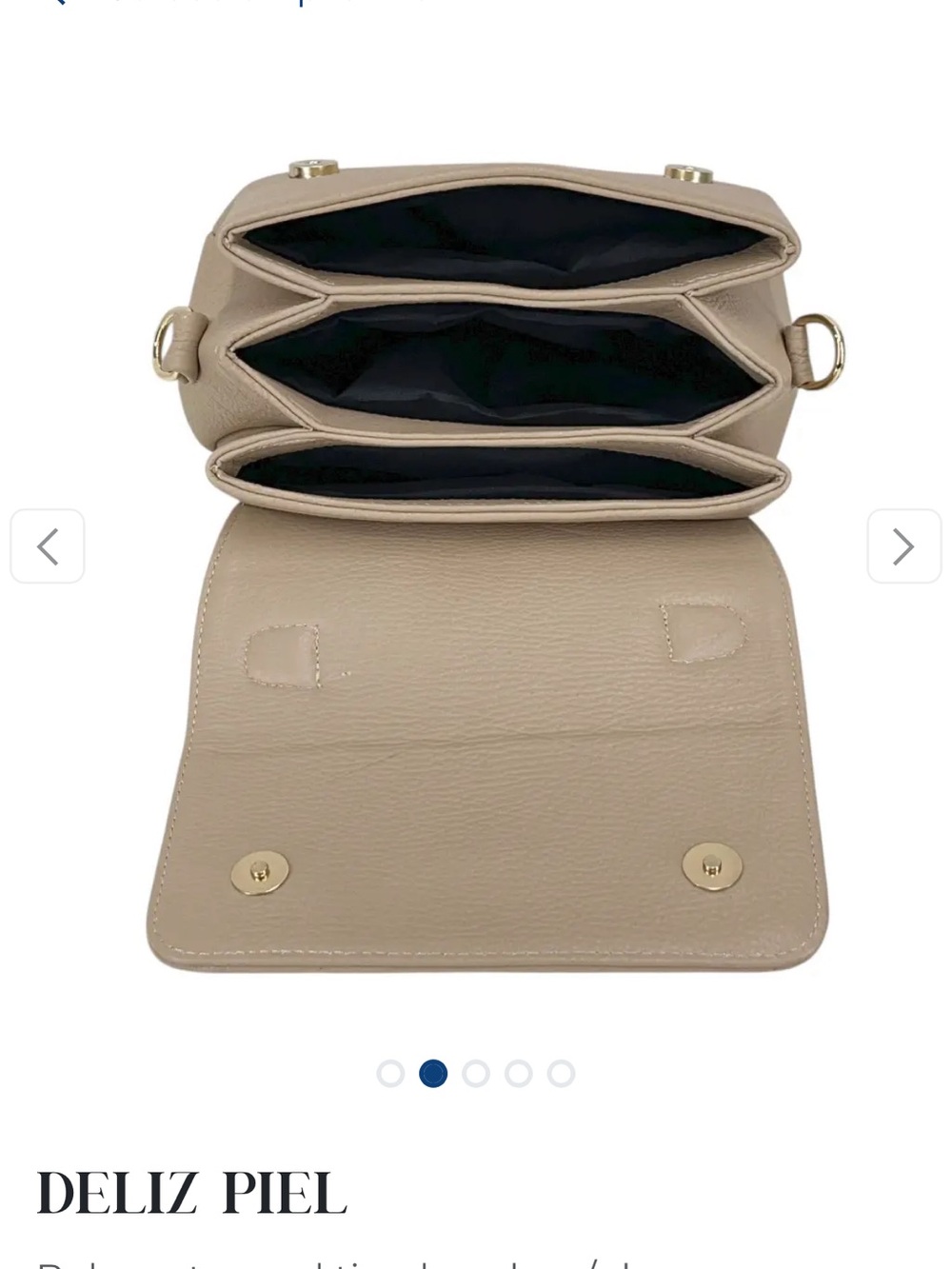MEXICANA Leather Beige Top-Handle Satchel with Gold Accent, Crossbody - Picture 6 of 8